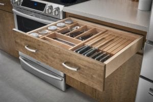 Tacoma WA Cabinets with drawer organizer tray or knife block